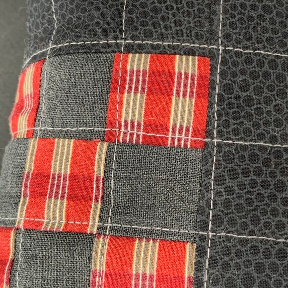 Handmade Accent Throw Pillow 11" Square Nine Patch Black Red White Gift For Her - Picture 5 of 11